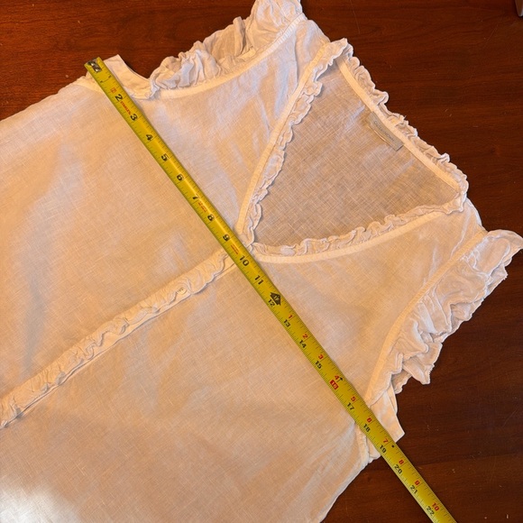 Outerknown White Linen Sleeveless Ruffle Tank S - Picture 6 of 7